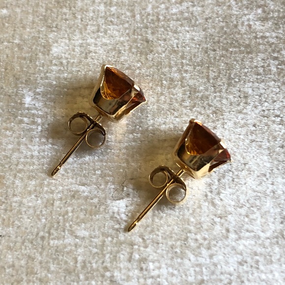 Medeira Orange Citrine 14k Gold Stud Earrings - Picture 4 of 8
